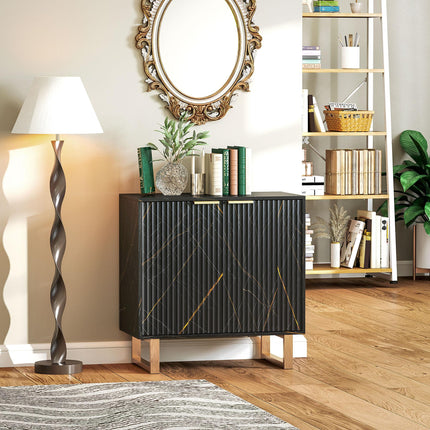 Elegant Storage Sideboard with Adjustable Shelves - Black/Gold-Tone