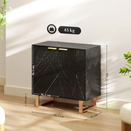Elegant Storage Sideboard with Adjustable Shelves - Black/Gold-Tone