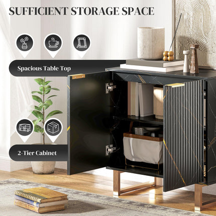 Elegant Storage Sideboard with Adjustable Shelves - Black/Gold-Tone