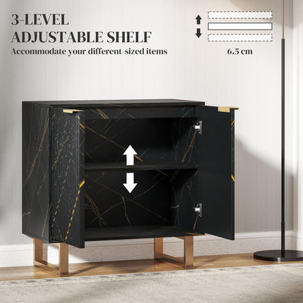 Elegant Storage Sideboard with Adjustable Shelves - Black/Gold-Tone