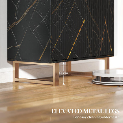Elegant Storage Sideboard with Adjustable Shelves - Black/Gold-Tone