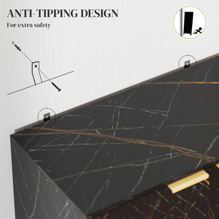 Elegant Storage Sideboard with Adjustable Shelves - Black/Gold-Tone