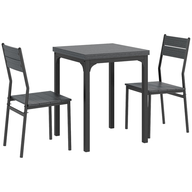 Three-Piece Compact Minimal Dining Set - Grey Wood Grain