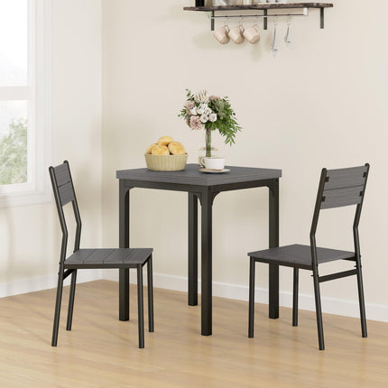 Three-Piece Compact Minimal Dining Set - Grey Wood Grain