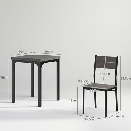 Three-Piece Compact Minimal Dining Set - Grey Wood Grain