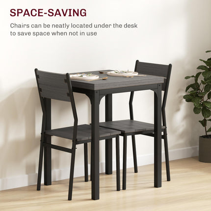 Three-Piece Compact Minimal Dining Set - Grey Wood Grain