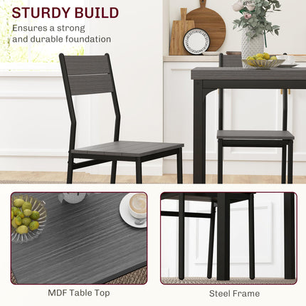 Three-Piece Compact Minimal Dining Set - Grey Wood Grain