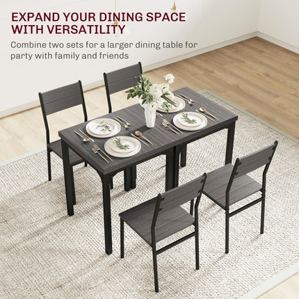 Three-Piece Compact Minimal Dining Set - Grey Wood Grain