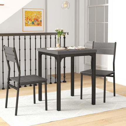 Three-Piece Compact Minimal Dining Set - Grey Wood Grain