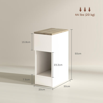 Set of Two Modern Storage Bedside Tables with Drawer and Shelf - White