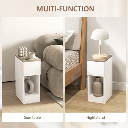 Set of Two Modern Storage Bedside Tables with Drawer and Shelf - White
