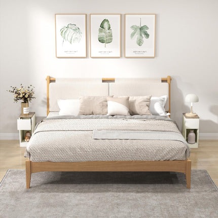 Set of Two Modern Storage Bedside Tables with Drawer and Shelf - White