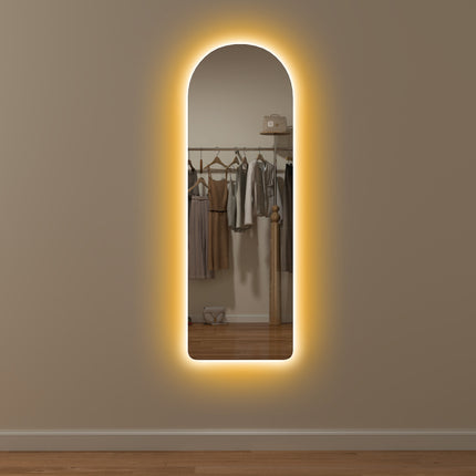 Arched Full Length LED Mirror 120x40cm with Dimming & 3 Colour Lighting - Clear