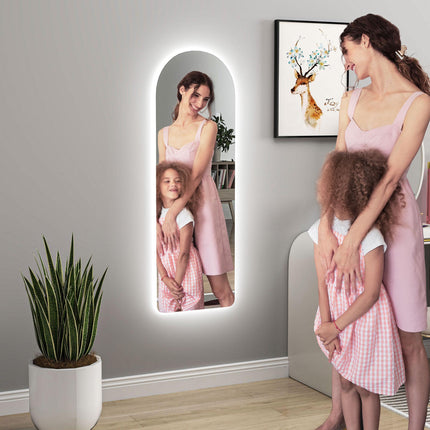 Arched Full Length LED Mirror 120x40cm with Dimming & 3 Colour Lighting - Clear
