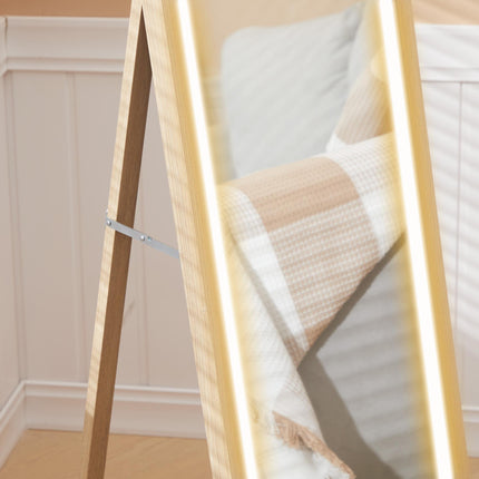 Full Length Mirror with Adjustable LED Outer Light - Oak
