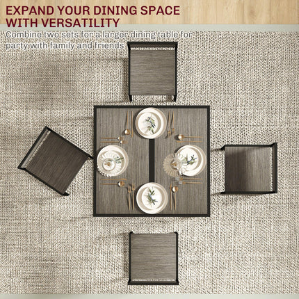 Dining Table and 2 Chairs Set Space-Saving Rectangular Compact Kitchen - Grey Wood-Effect
