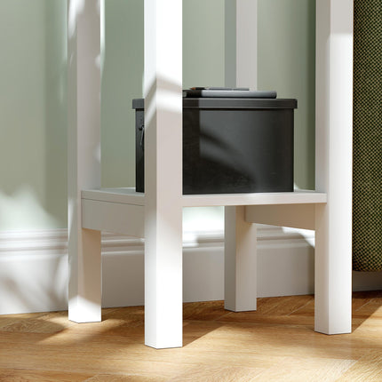 Set of 2 Floral Cut-Out Side Tables with Drawer and Shelf - White