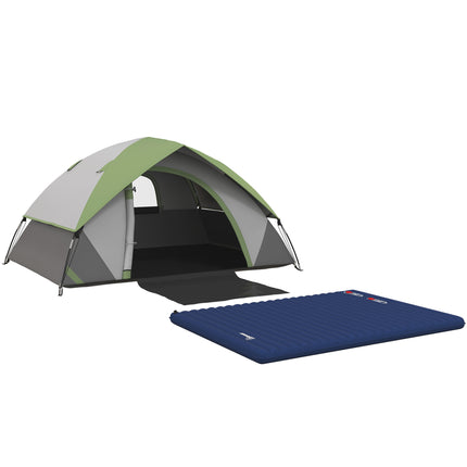 Camping Tent with Inflatable Mattress, 2-3 Person Dome Tent with Air Bed and Sew