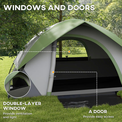Camping Tent with Inflatable Mattress, 2-3 Person Dome Tent with Air Bed and Sew