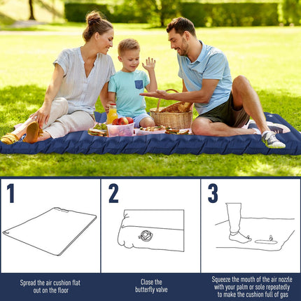 Camping Tent with Inflatable Mattress, 2-3 Person Dome Tent with Air Bed and Sew