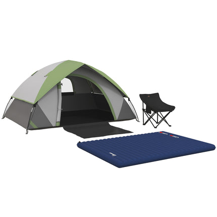 Camping Tent with Inflatable Mattress and Camping Chair, 2-3 Person Dome Tent With Inflatable Mattress And Camping Chair 2 3 Person Dome Tent Wi
