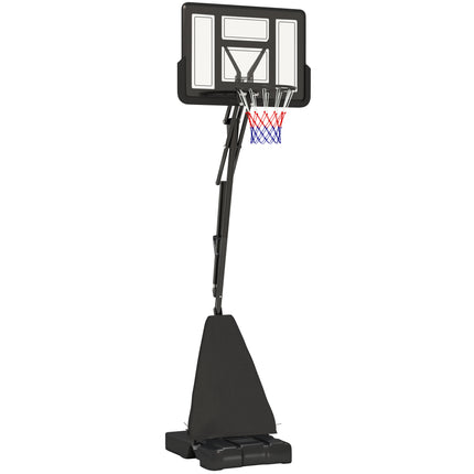 Adjustable Outdoor Basketball Hoop with Rebound System, Weighted Base & Wheels, 2.45-3.05m - Black