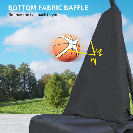 Adjustable Outdoor Basketball Hoop with Rebound System, Weighted Base & Wheels, 2.45-3.05m - Black