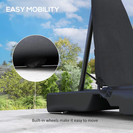 Adjustable Outdoor Basketball Hoop with Rebound System, Weighted Base & Wheels, 2.45-3.05m - Black