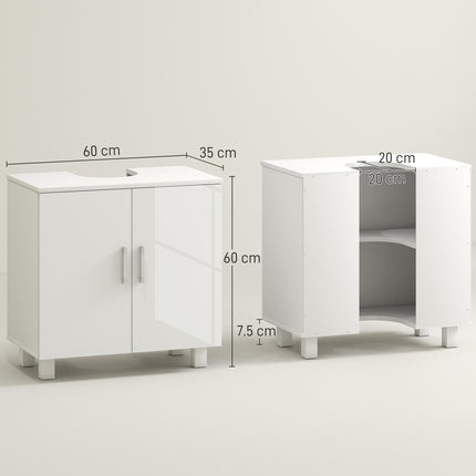Bathroom Under Sink Cabinet for Basin without or with Pedestal - High Gloss White
