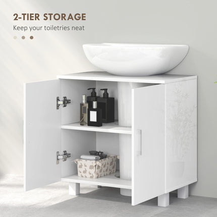 Bathroom Under Sink Cabinet for Basin without or with Pedestal - High Gloss White