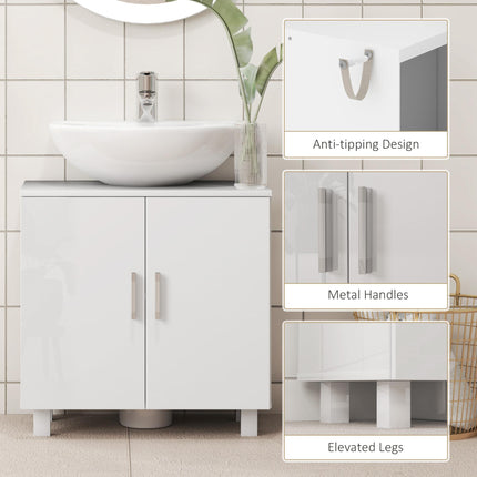 Bathroom Under Sink Cabinet for Basin without or with Pedestal - High Gloss White