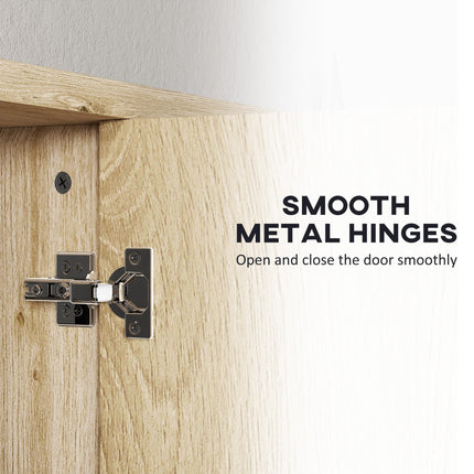 Five-Shelf Mirrored Bathroom Cabinet Wall-Mounted with Wood-Effect Finish