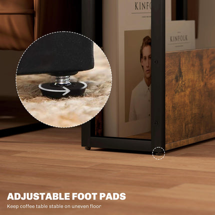 Industrial Side Table with Storage Shelves - Black/Brown