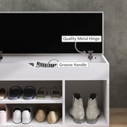 Shoe Cabinet Bench with Hidden Storage and Padded Seat Organizer - Cream White