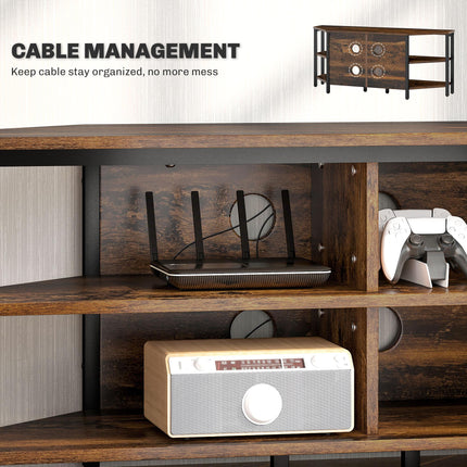 Industrial Corner TV Unit for TVs up to 50" with Storage Shelves - Black/Brown