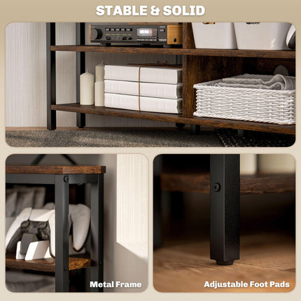 Industrial Corner TV Unit for TVs up to 50" with Storage Shelves - Black/Brown