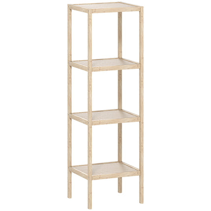 Four-Tier Bamboo Bathroom Shelf - Natural Finish