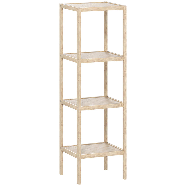 Four-Tier Bamboo Bathroom Shelf - Natural Finish