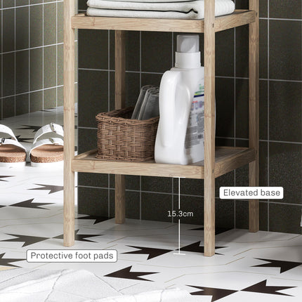 Four-Tier Bamboo Bathroom Shelf - Natural Finish