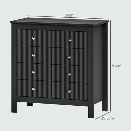 Elegant 5-Drawer Chest with Gold Handles - Black