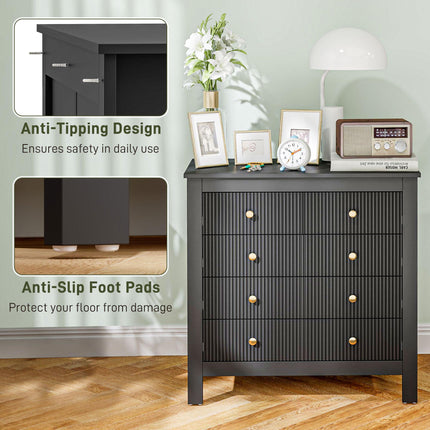 Elegant 5-Drawer Chest with Gold Handles - Black