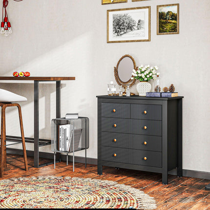 Elegant 5-Drawer Chest with Gold Handles - Black