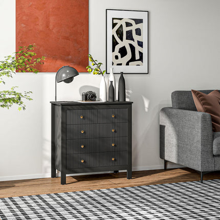 Elegant 5-Drawer Chest with Gold Handles - Black