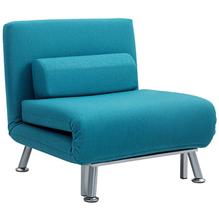Single Linen-Feel 3-in-1 Sleeper Chair with Adjustable Backrest - Dark Blue