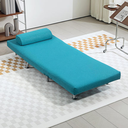 Single Linen-Feel 3-in-1 Sleeper Chair with Adjustable Backrest - Dark Blue
