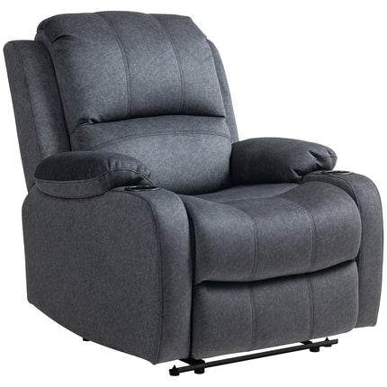 Microfibre Manual Reclining Armchair with Footrest - Black