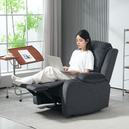 Microfibre Manual Reclining Armchair with Footrest - Black