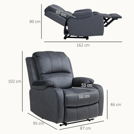 Microfibre Manual Reclining Armchair with Footrest - Black