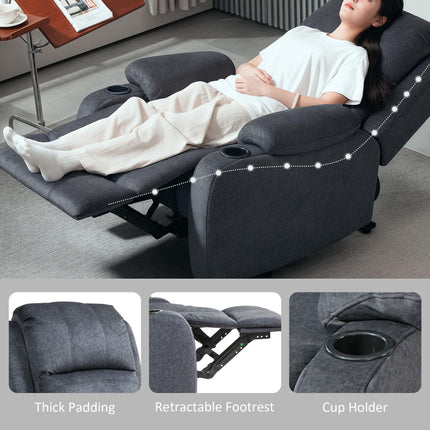 Microfibre Manual Reclining Armchair with Footrest - Black