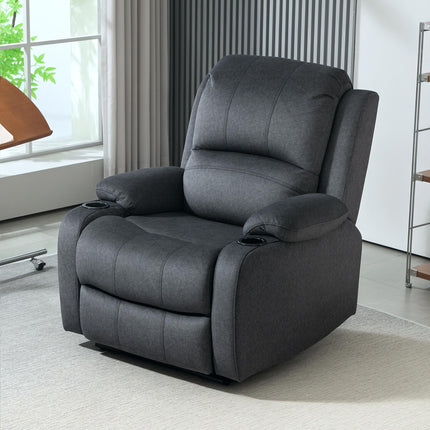Microfibre Manual Reclining Armchair with Footrest - Black